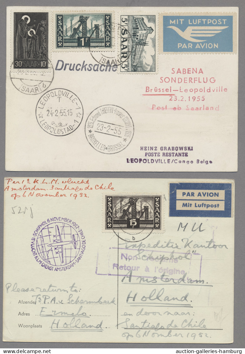 Saarland Und OPD Saarbrücken: 1952-1959, ERSTFLUGBELEGE, Eine Großartige Sammlun - Other & Unclassified