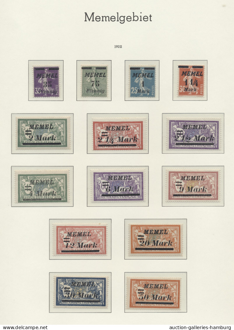 Memel: 1920/23, Sehr Saubere Postfrische Teilsammlung Mit Vielen Guten Ausgaben - Klaipeda 1923
