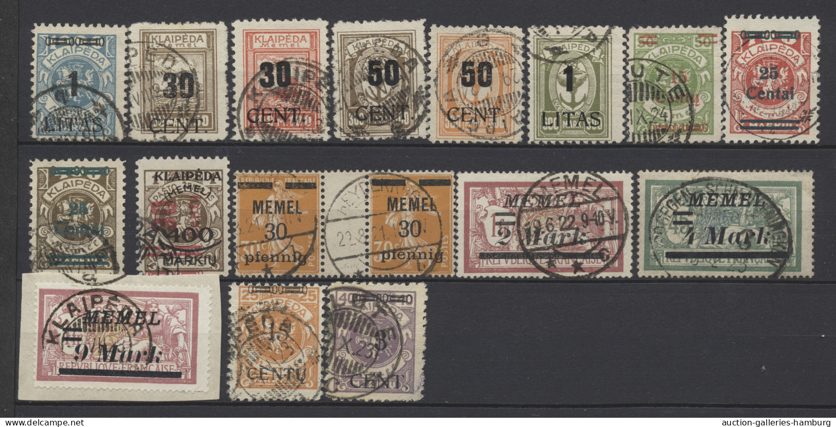 Memel: 1920-1923, Gestempelte Partie Mit U.a. Briefstücken Und Einigen Werten De - Memel (Klaipeda) 1923