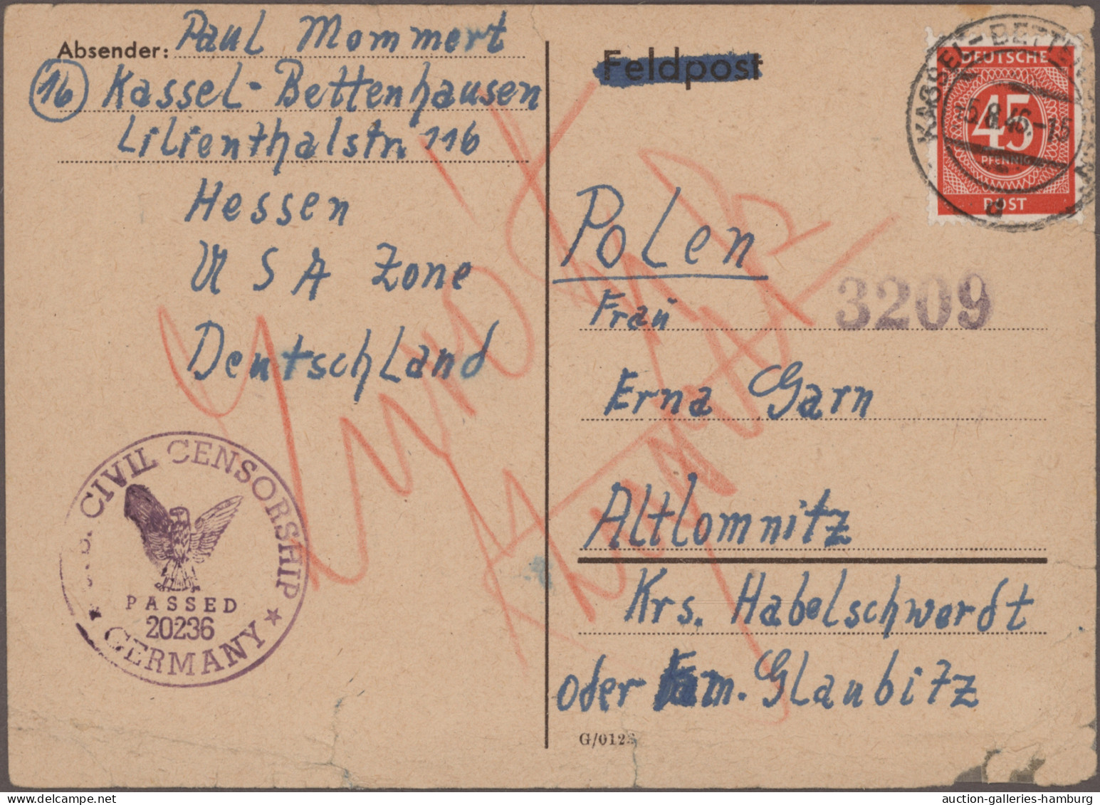 Deutschland ab 1945 - Gebühr Bezahlt: 1945/1948, Sammlung von ca. 70 Briefen und