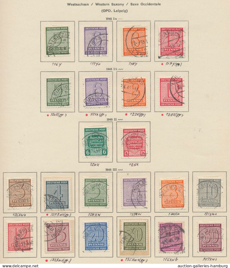 Sowjetische Zone: 1945-1949, gestempelte Sammlung, meist auf selbstgezeichneten