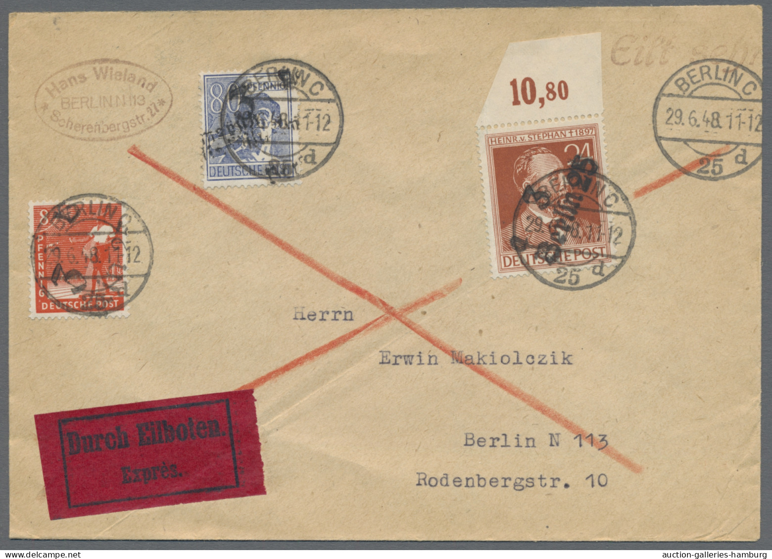 Sowj. Zone - Bezirkshandstempel: 1948, riesengroßer Posten, offenbar aus dem Nac