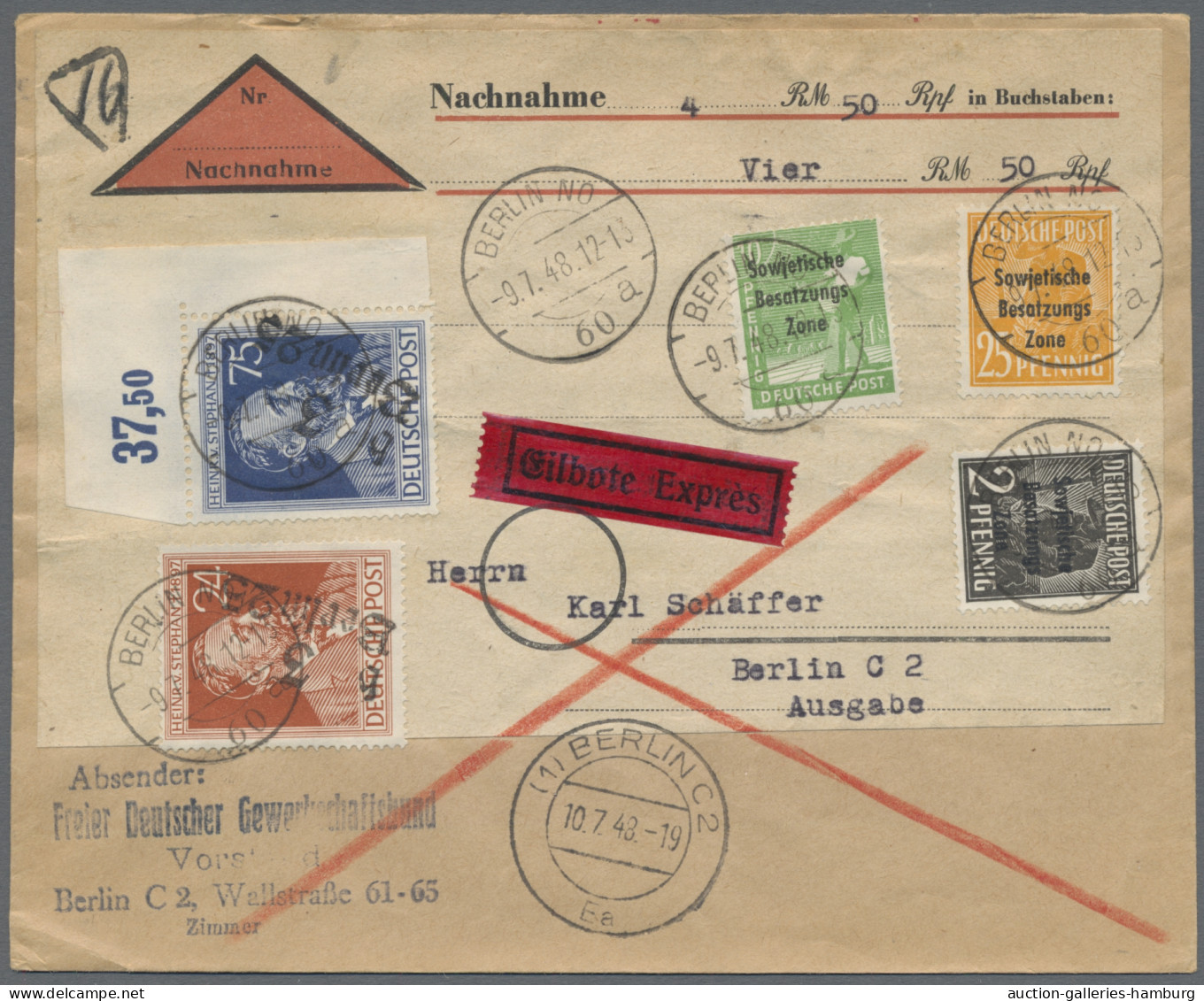 Sowj. Zone - Bezirkshandstempel: 1948, riesengroßer Posten, offenbar aus dem Nac