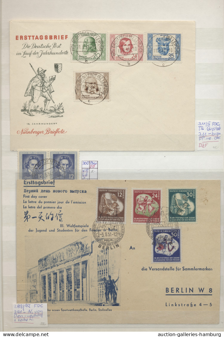 DDR: 1949-1990, Umfangreiche Gestempelte Plattenfehlersammlung In 2 Steckalben U - Colecciones