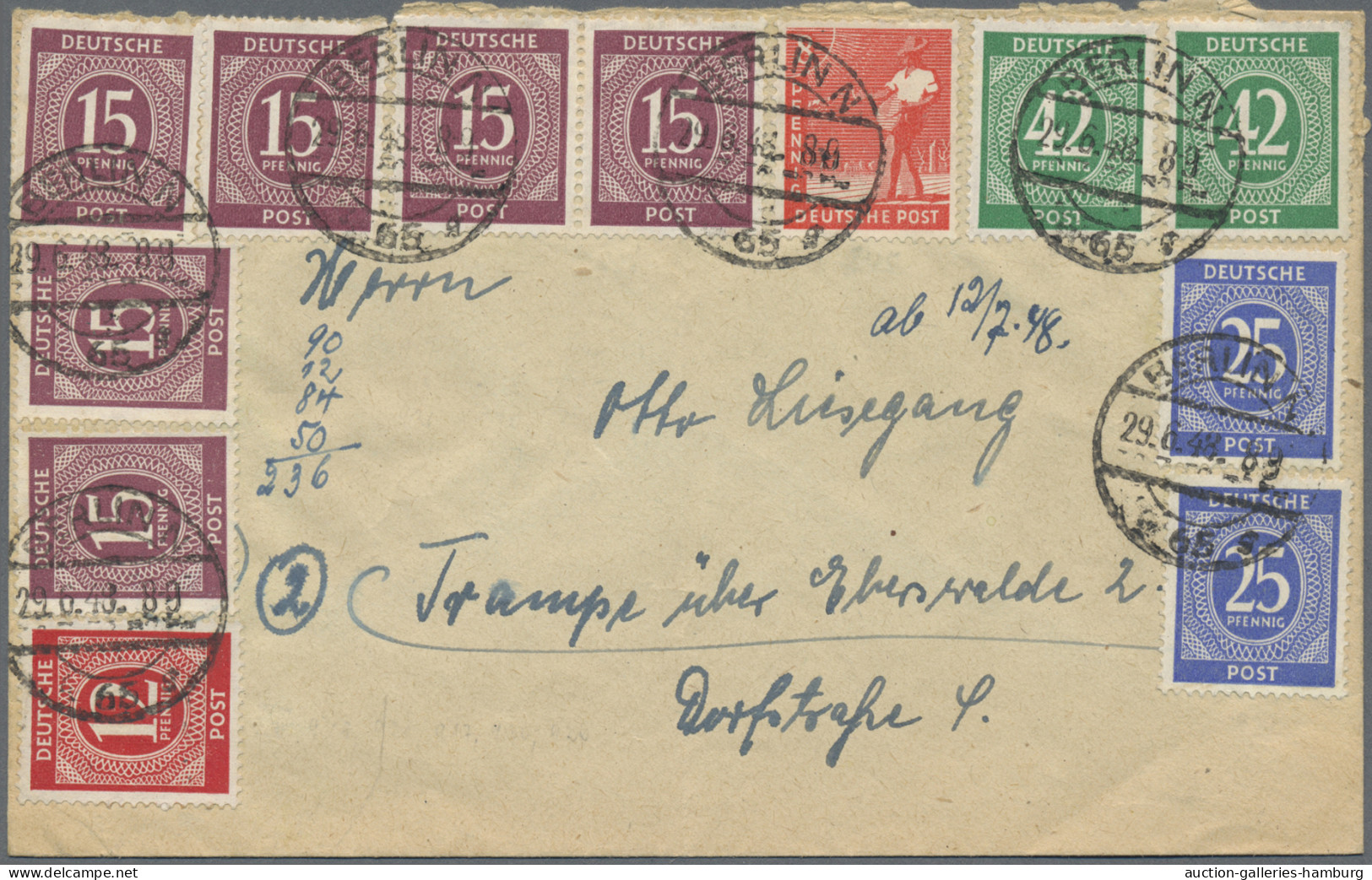 Berlin - Vorläufer: 1945/1948, umfassende Sammlung von ca. 87 Briefen und Karten