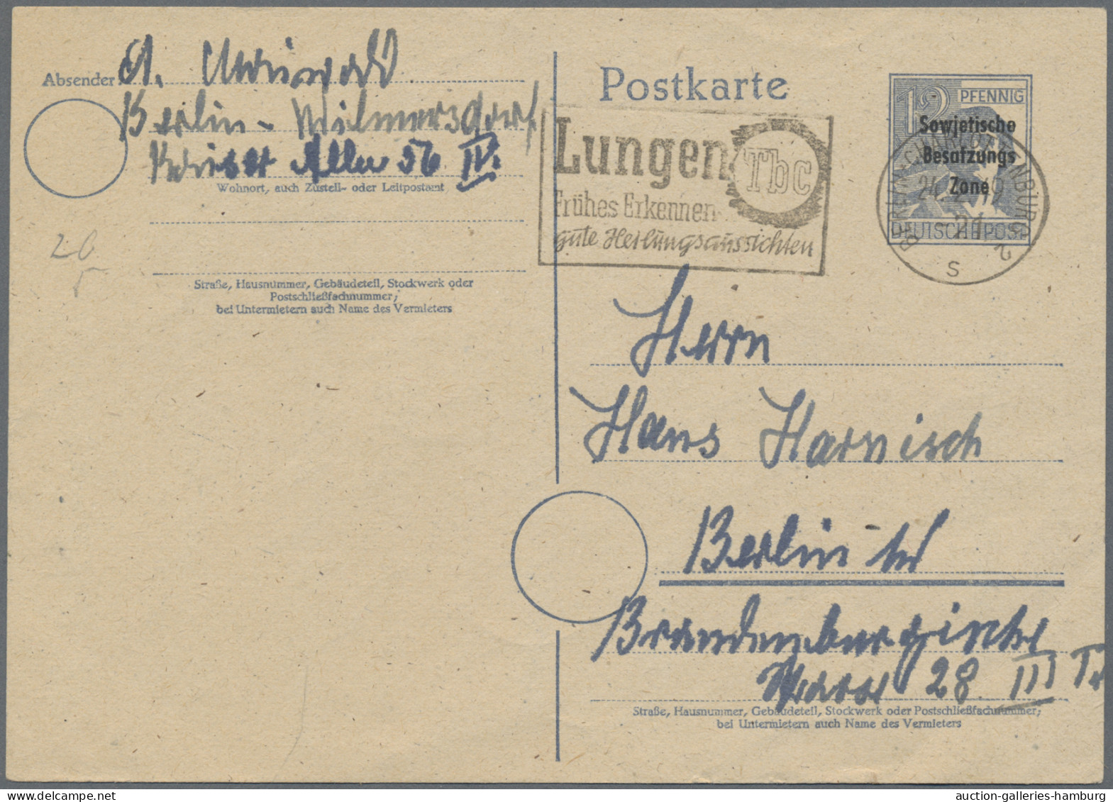 Berlin - Vorläufer: 1945/1948, umfassende Sammlung von ca. 87 Briefen und Karten