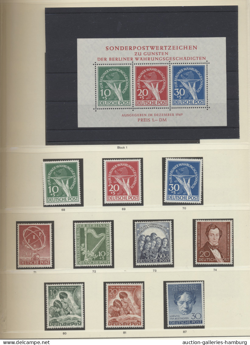 Berlin: 1948/1990 Ca., Gute, Postfrische Sammlung Mit Einem Schönen Block 1. Anf - Unused Stamps