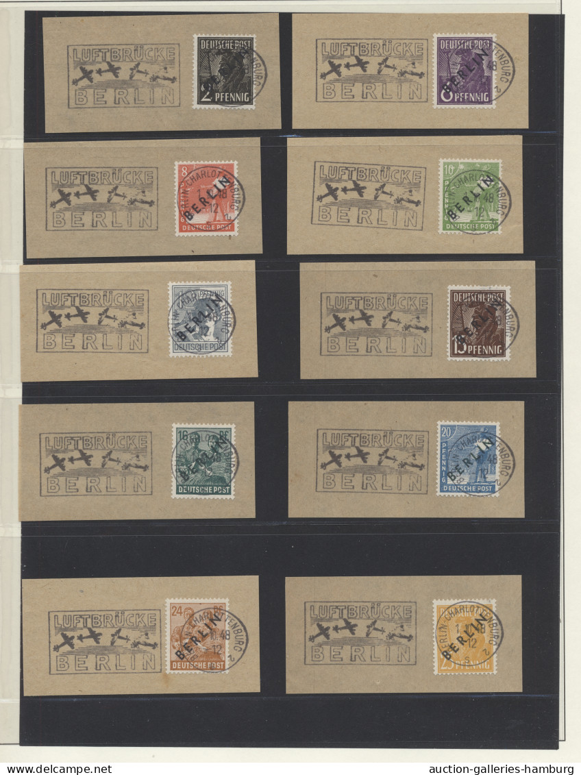 Berlin: 1949, Kleine Gestempelte Partie Mit Rotaufdruck Komplett (Mi.Nr. 21/34, - Used Stamps