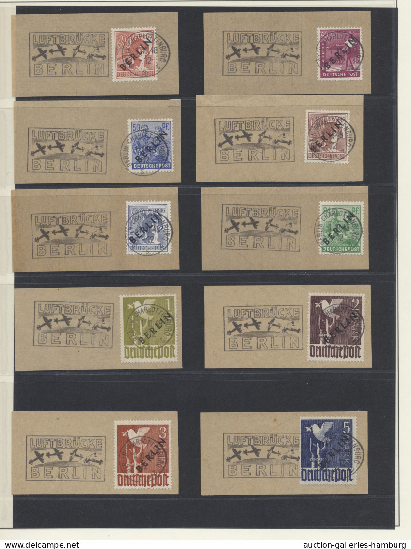 Berlin: 1949, Kleine Gestempelte Partie Mit Rotaufdruck Komplett (Mi.Nr. 21/34, - Used Stamps