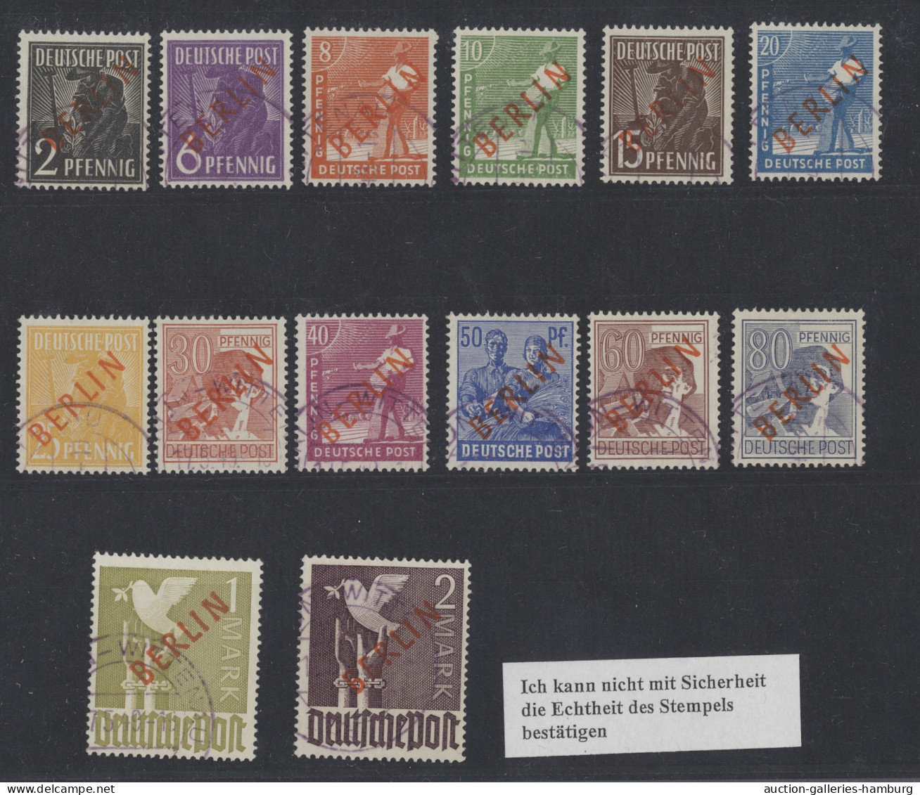 Berlin: 1948-1949, Kleine Gestempelte Partie Der Aufdruckwerte Auf 2 Stecktafeln - Used Stamps