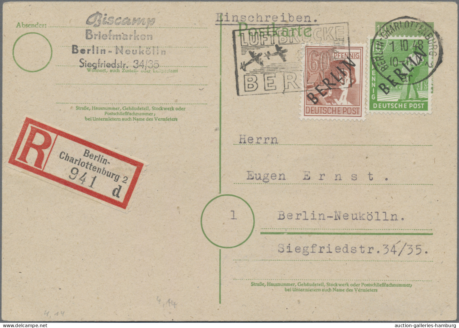 Berlin: 1948-1949, Interessante Partie Mit BERLIN-Aufdrucken Auf Belegen, U.a. Z - Lettres & Documents