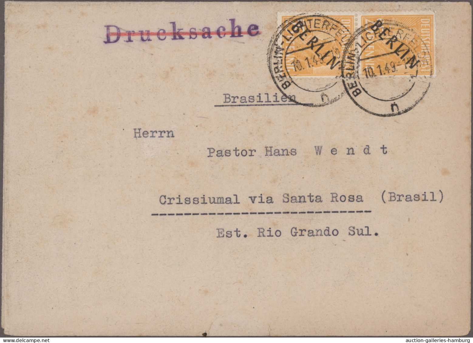 Berlin: 1948/1949, Sechs Belege Mit Schwarzaufdrucken, Dabei Ein Brief Mit 6 Pf - Covers & Documents