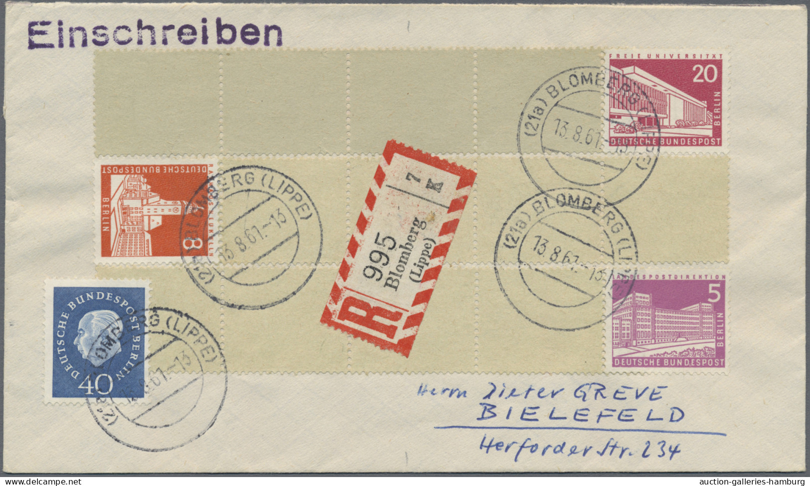 Berlin - Rollenmarken: 1961/1972, Rollenendstreifen RE1+4 Auf Brief, Saubere Par - Roller Precancels