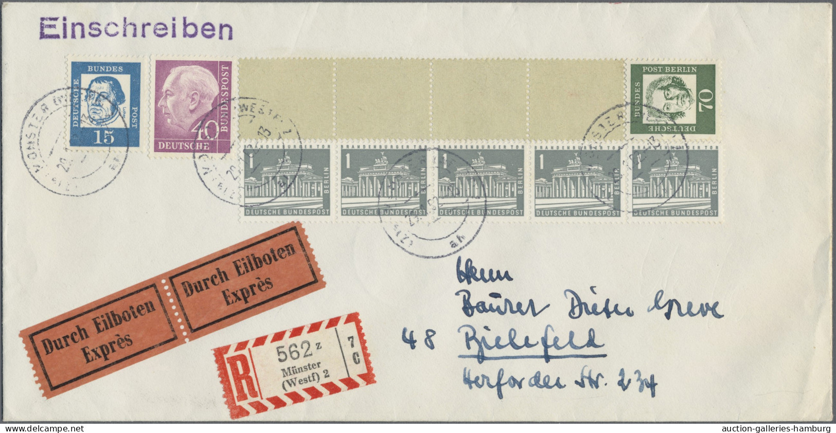 Berlin - Rollenmarken: 1961/1972, Rollenendstreifen RE1+4 Auf Brief, Saubere Par - Roller Precancels