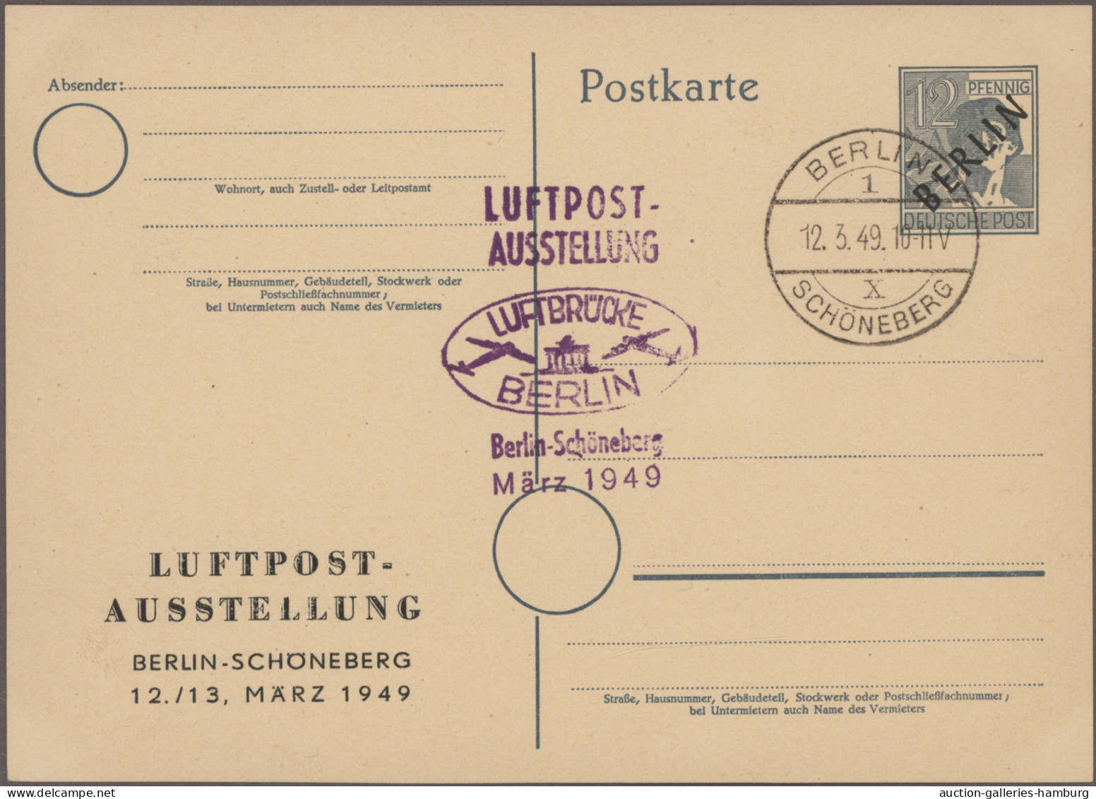 Berlin - Ganzsachen: 1949/1950, 5 Ganzsachenkarten, Jeweils Blanko Mit Sonderste - Other & Unclassified