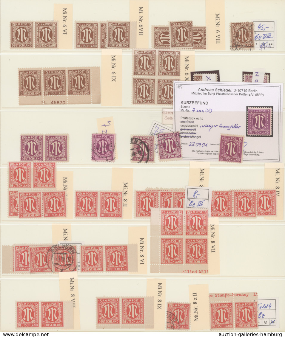 Bizone: 1945, AM-Post Amerikanischer Druck PLATTENFEHLER/FELDMERKMALE, Meist Pos - Otros & Sin Clasificación