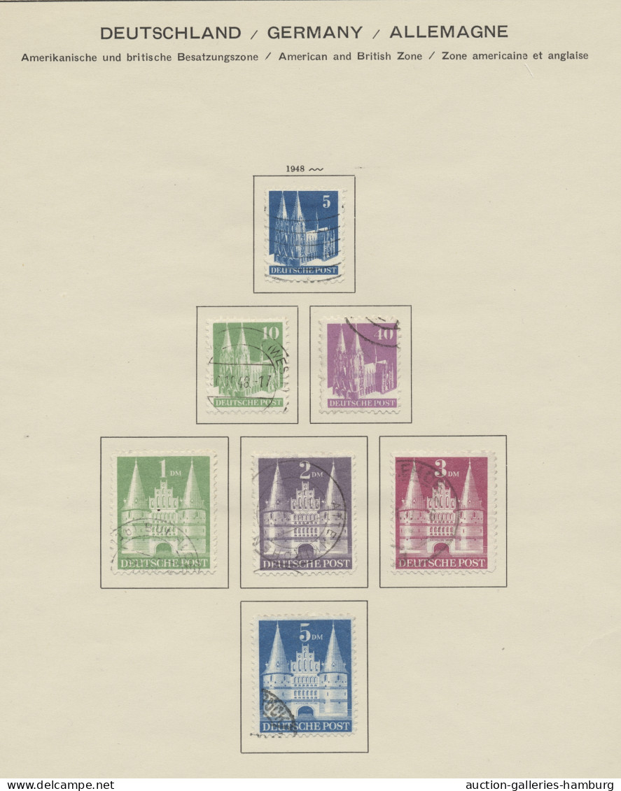 Bizone: 1945-1949, überwiegend gestempelte Sammlung auf Vordruckseiten mit u.a.