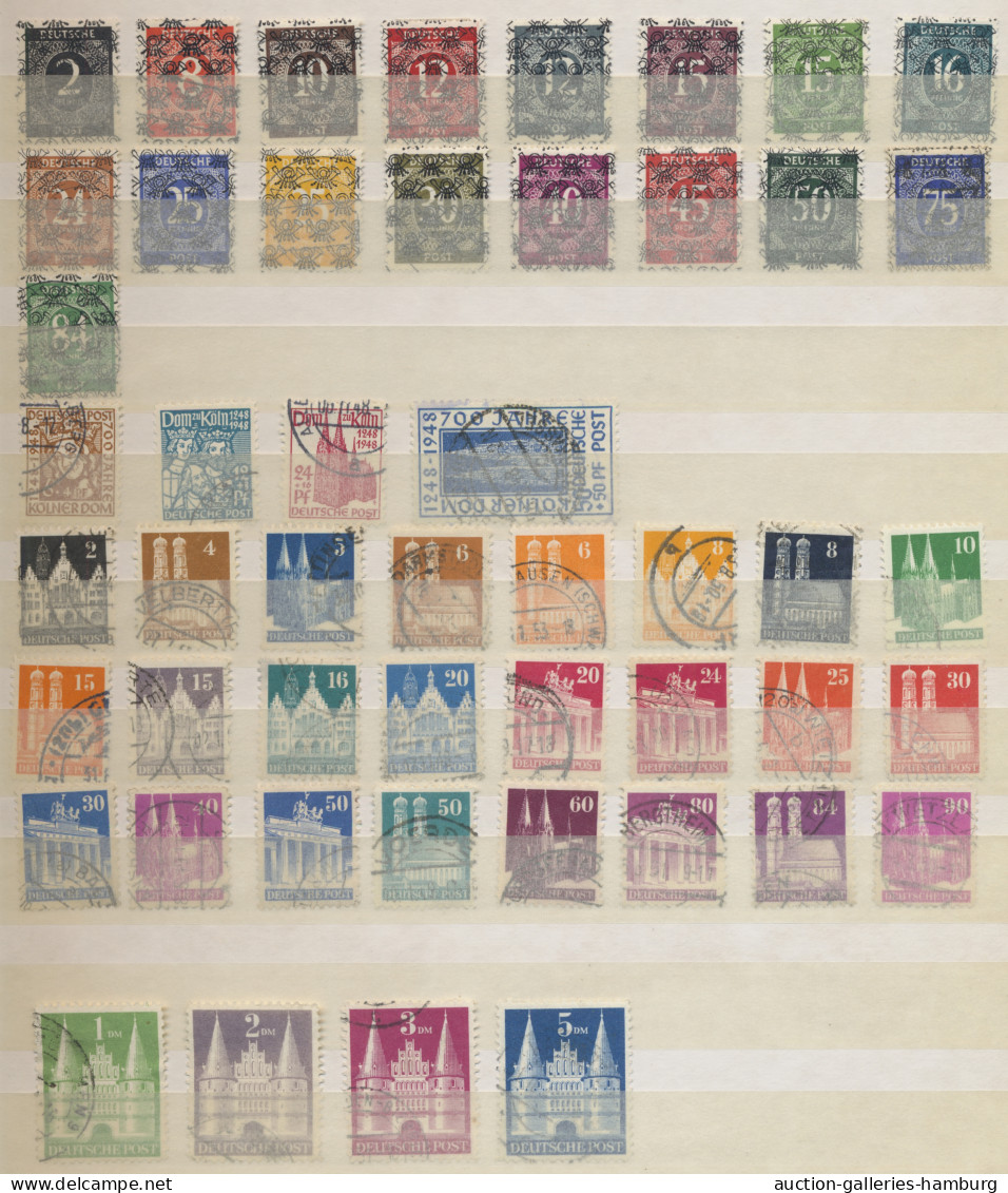 Bizone: 1945-1949, überwiegend Gestempelte Sammlung In Einem Einsteckbuch Mit U. - Autres & Non Classés