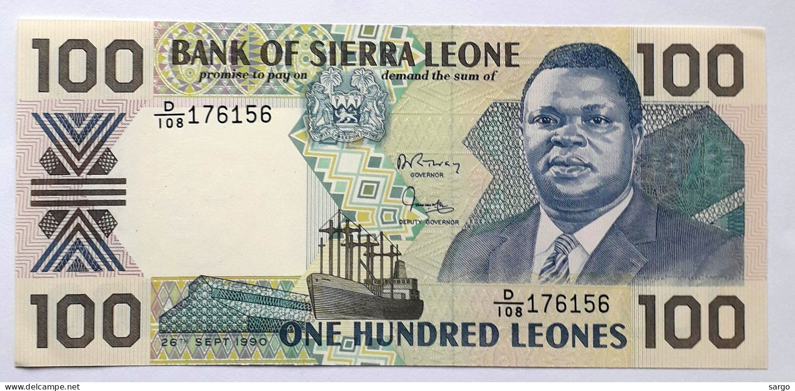 SIERRA LEONE  - 100  LEONES - P 18  (1990) - UNC -  BANKNOTES - PAPER MONEY - Sierra Leone