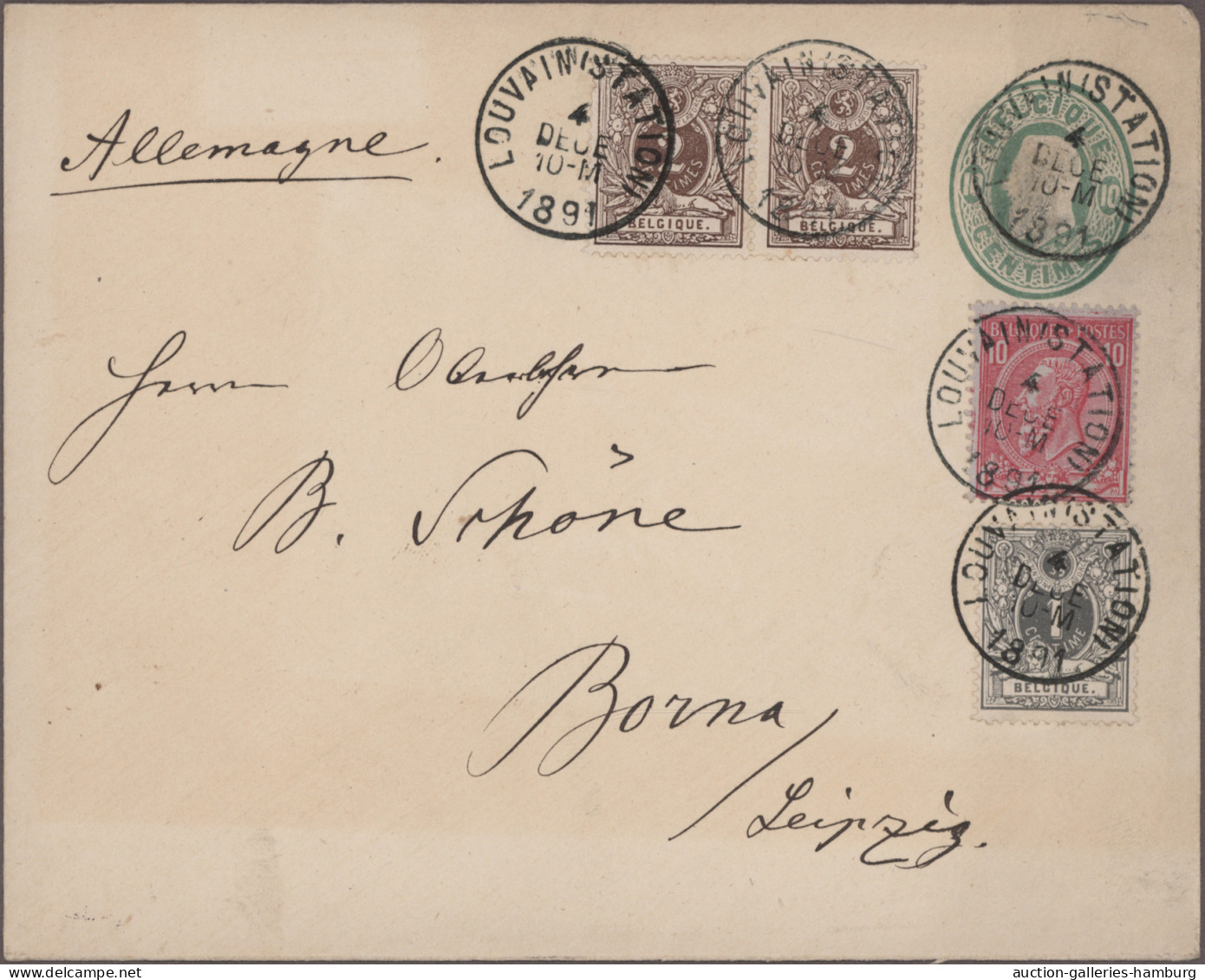 Belgium - Postal Stationery: 1876-1930 (ca.), Sortiment Von Ca. 62 Belegen Bzw. - Autres & Non Classés