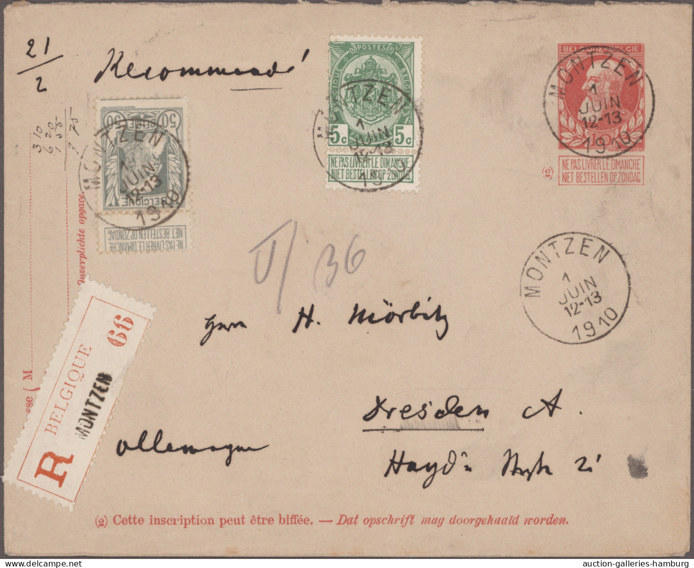 Belgium - postal stationery: 1876-1930 (ca.), Sortiment von ca. 62 Belegen bzw.