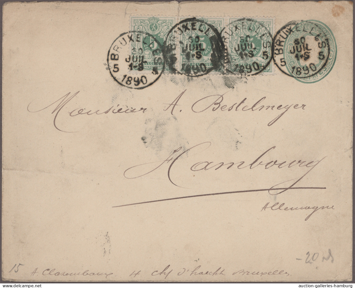 Belgium - postal stationery: 1876-1930 (ca.), Sortiment von ca. 62 Belegen bzw.