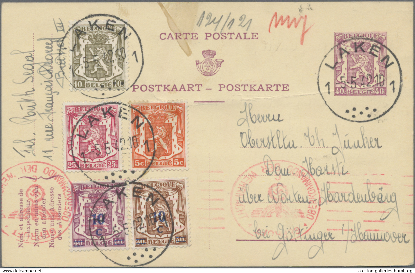 Belgium - Postal Stationery: 1940-1954, Karten Mit Wertstempel "Wappenlöwe", Par - Otros & Sin Clasificación