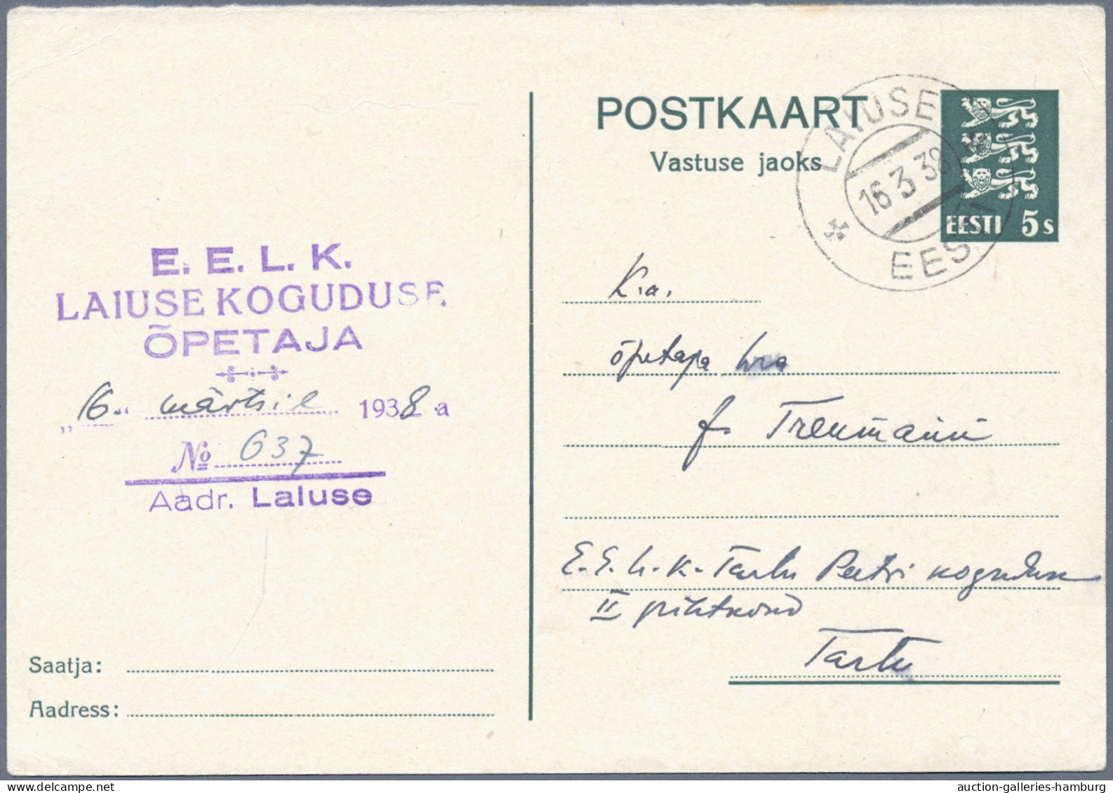 Estonia - Postal Stationery: 1923-1938, Partie Von 13 Ganzsachenkarten Inkl. Fra - Estonia