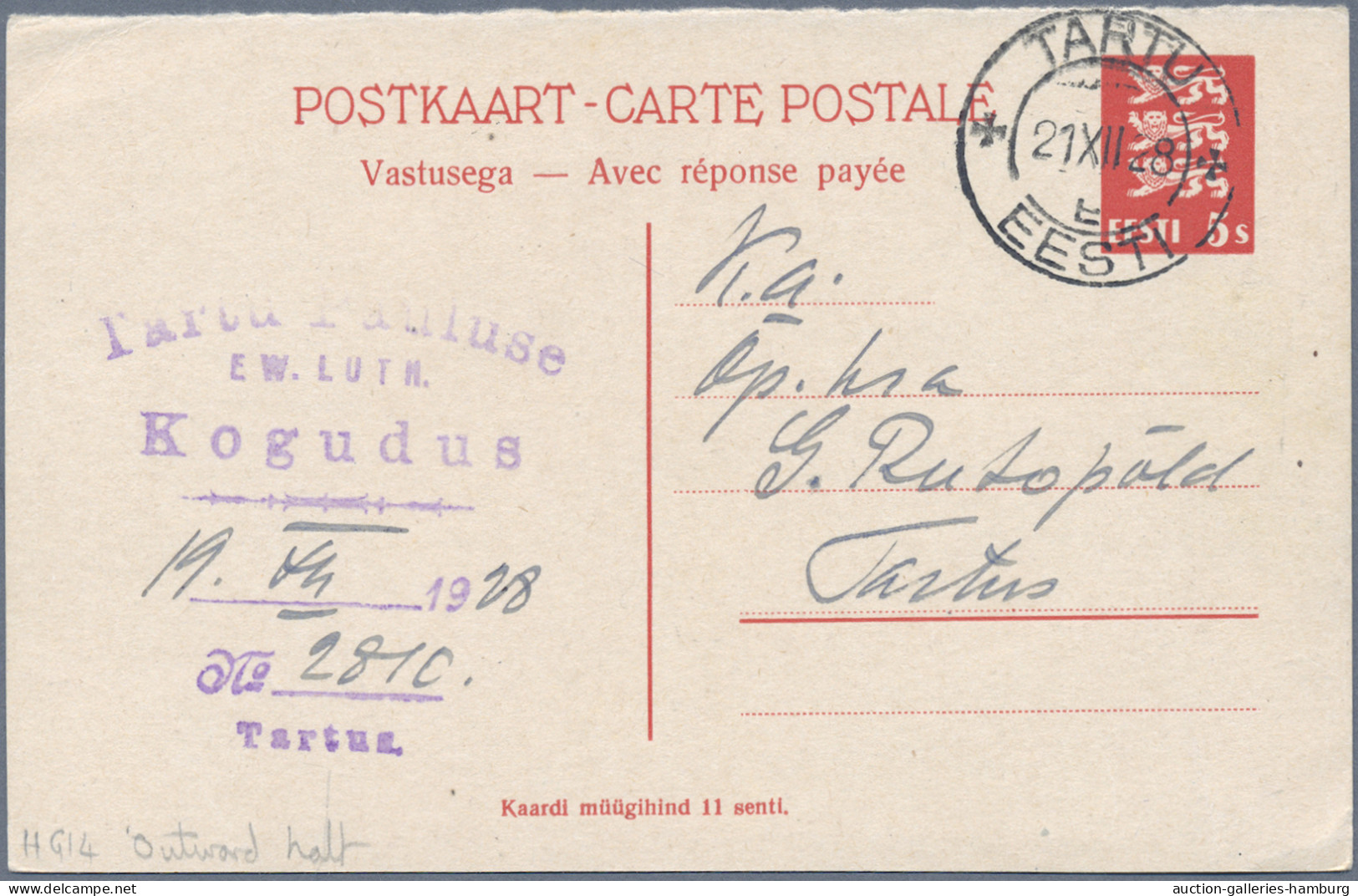 Estonia - Postal Stationery: 1923-1938, Partie Von 13 Ganzsachenkarten Inkl. Fra - Estonia