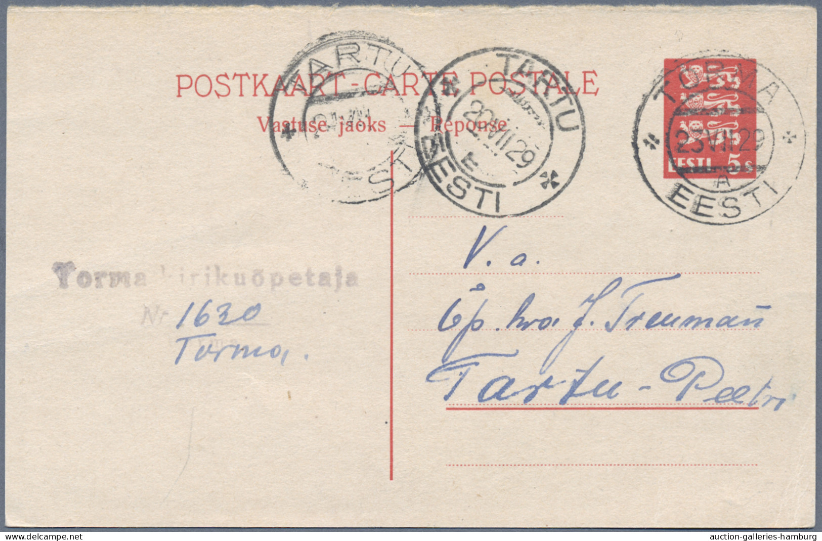 Estonia - postal stationery: 1924/1938, Partie von 14 Ganzsachenkarten inkl. Fra