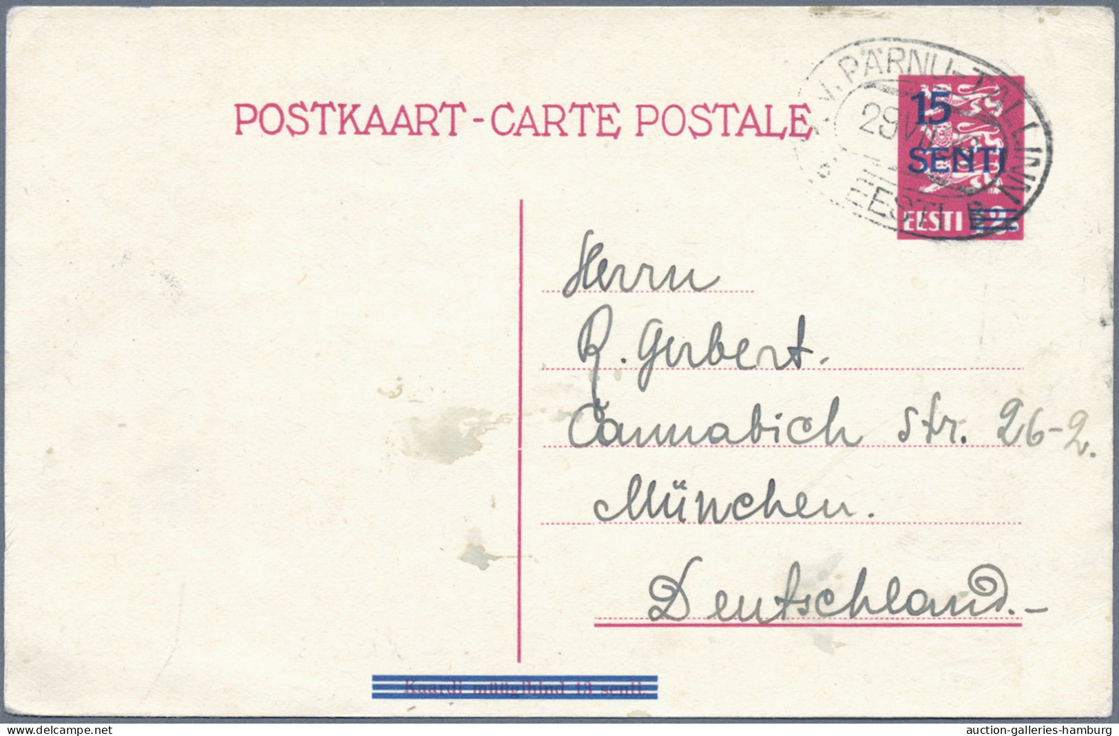 Estonia - postal stationery: 1924-1937, Partie von 13 Ganzsachenkarten inkl. Fra