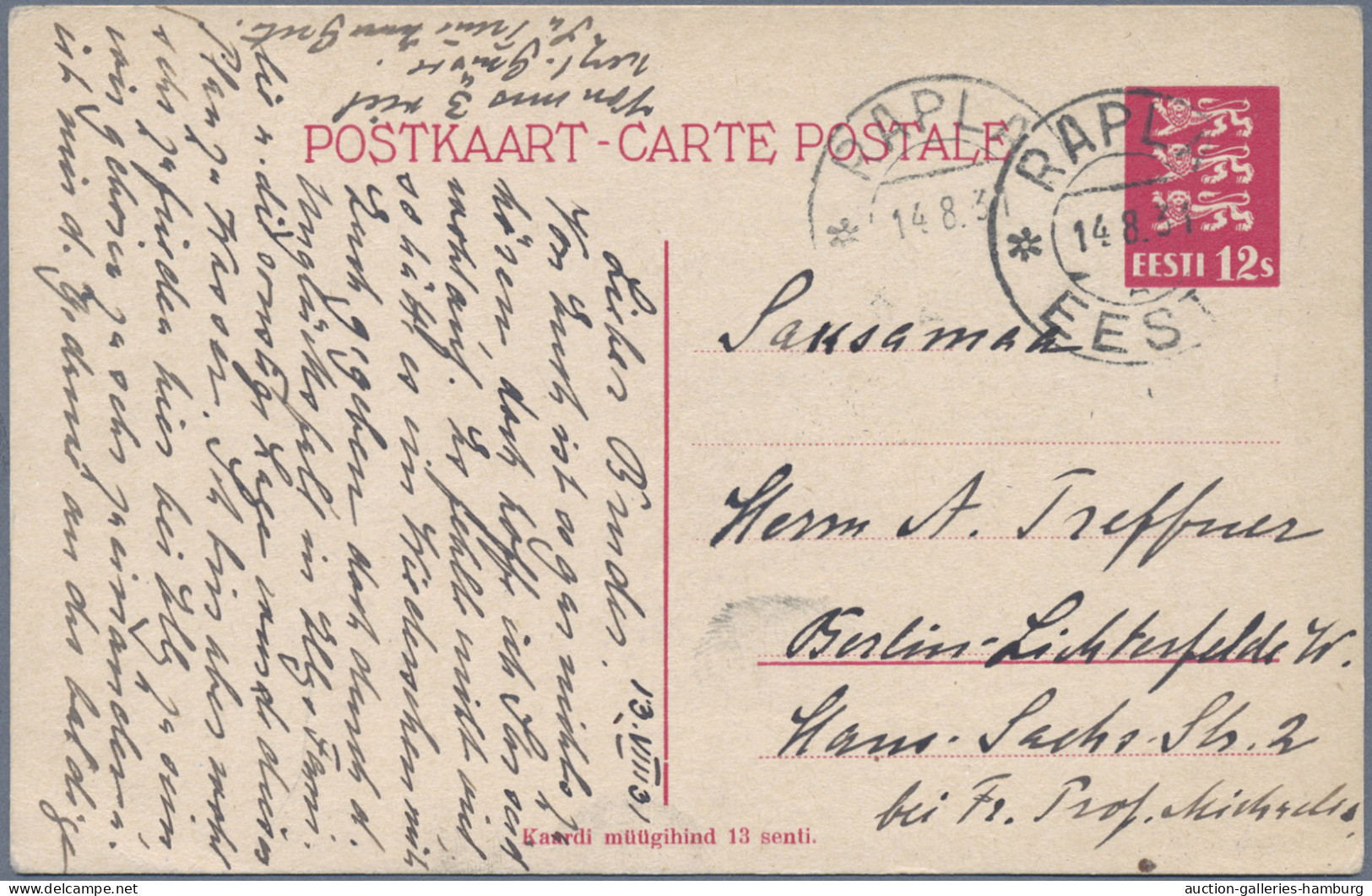 Estonia - postal stationery: 1923-1938, Partie von 12 Ganzsachenkarten inkl. Fra