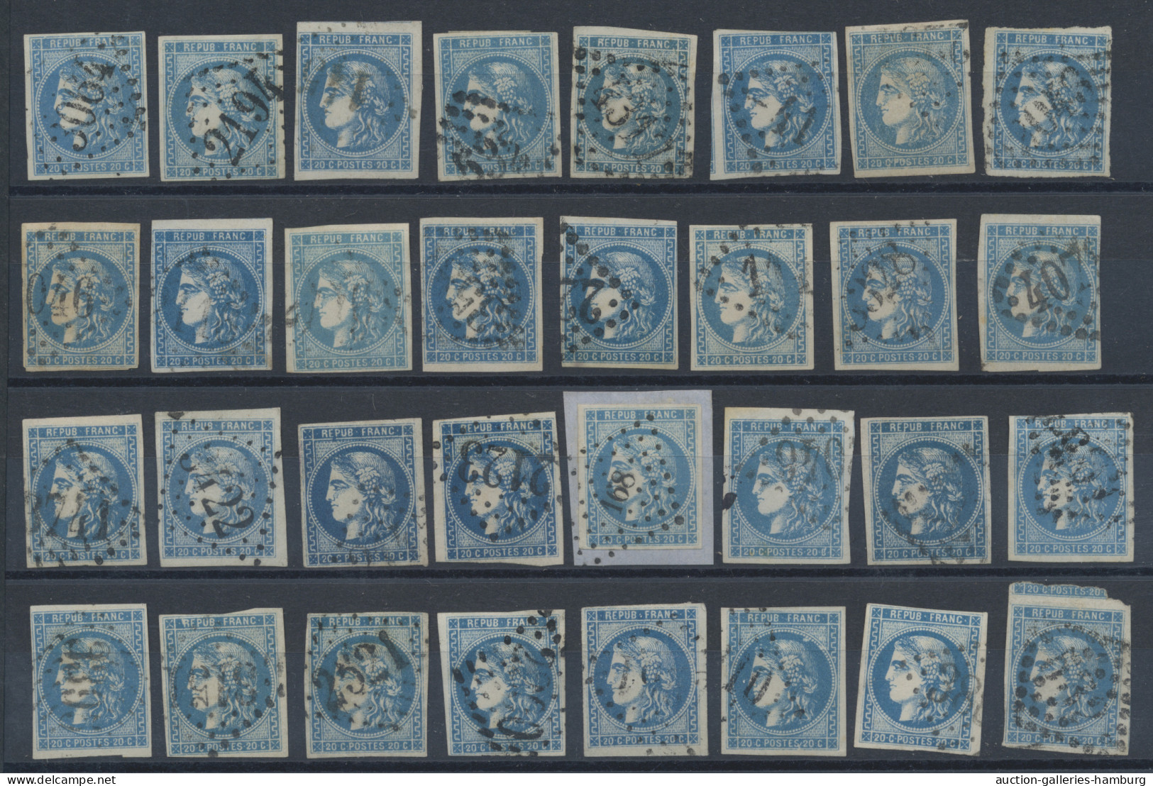 France: 1870/1871, BORDEAUX 20c. blue, specialised assortment/collection of appr