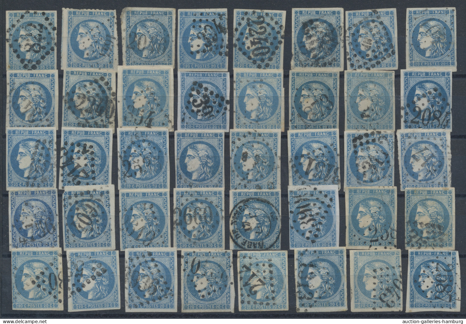 France: 1870/1871, BORDEAUX 20c. blue, specialised assortment/collection of appr