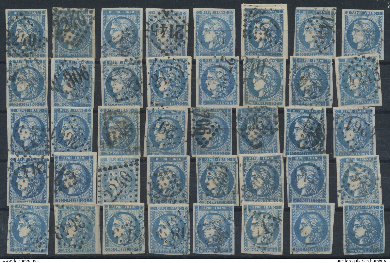 France: 1870/1871, BORDEAUX 20c. blue, specialised assortment/collection of appr