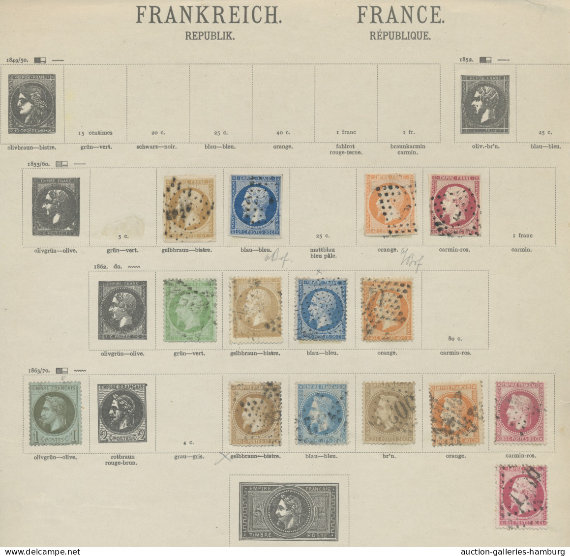 France: 1849-1970 (ca.), Ungebrauchte Und Gestempelte Partie In 3 Einsteckbücher - Collections