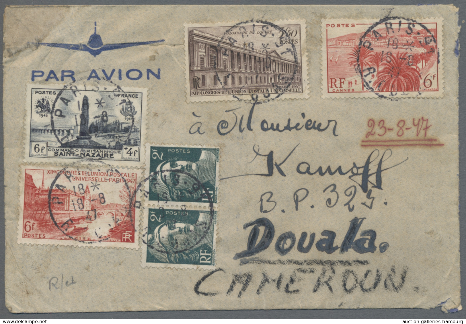 France: 1946-1961, Ca. 150 Luftpostbriefe Aus Frankreich An Eine Adresse In Dual - Collections