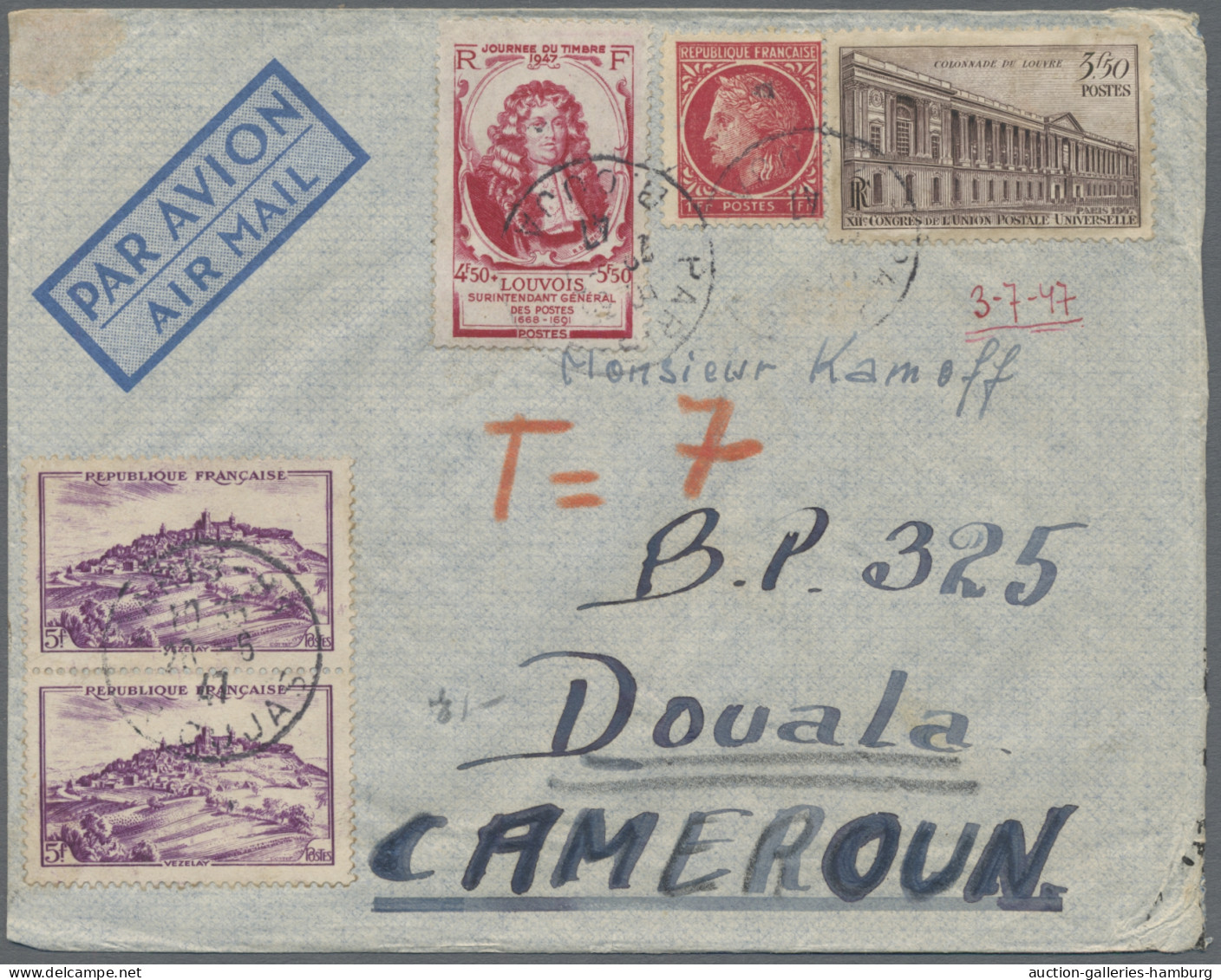 France: 1946-1961, ca. 150 Luftpostbriefe aus Frankreich an eine Adresse in Dual