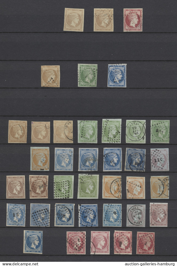 Greece: 1861-1900, überwiegend Gestempelte Partie Von 112 Großen Und 63 Kleinen - Used Stamps