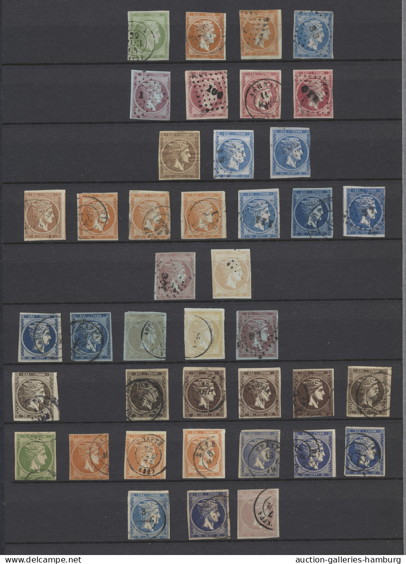 Greece: 1861-1900, überwiegend Gestempelte Partie Von 112 Großen Und 63 Kleinen - Used Stamps