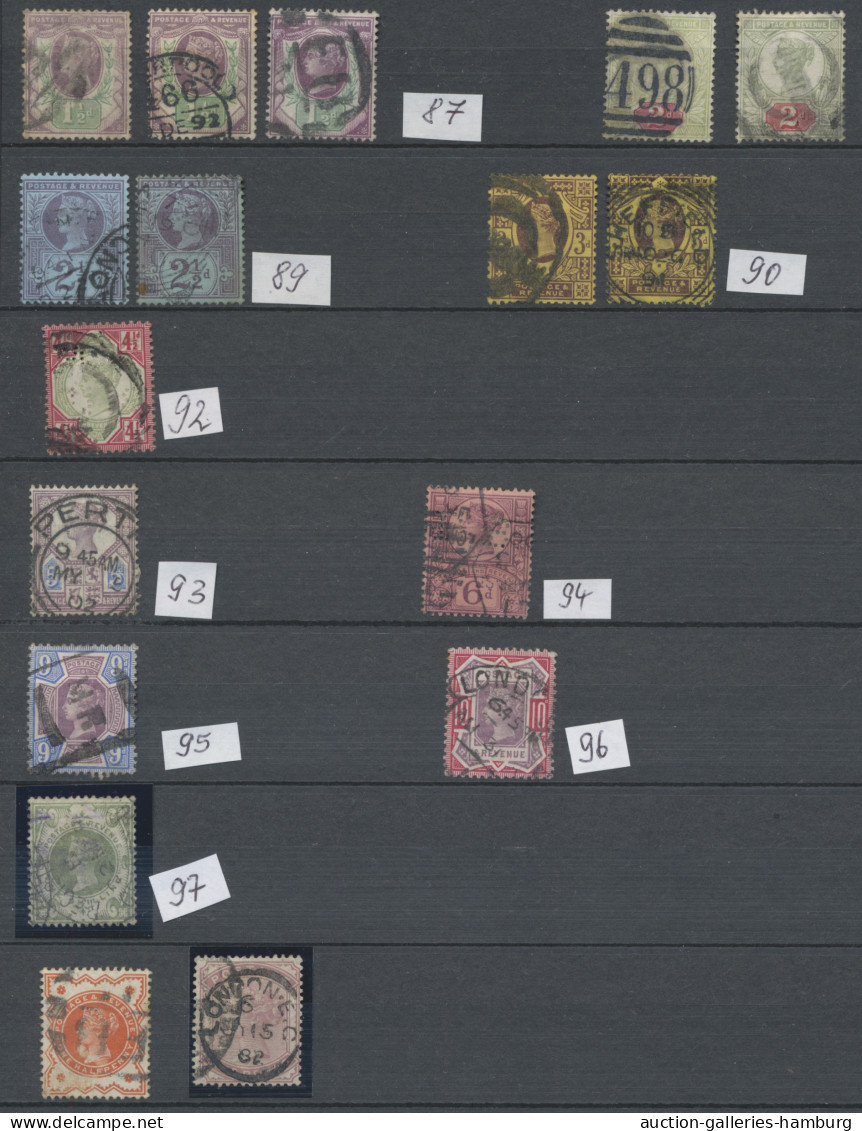 Great Britain: 1840-1912, Gestempelte Partie In Einem Einsteckbuch Mit U.a. Etli - Used Stamps