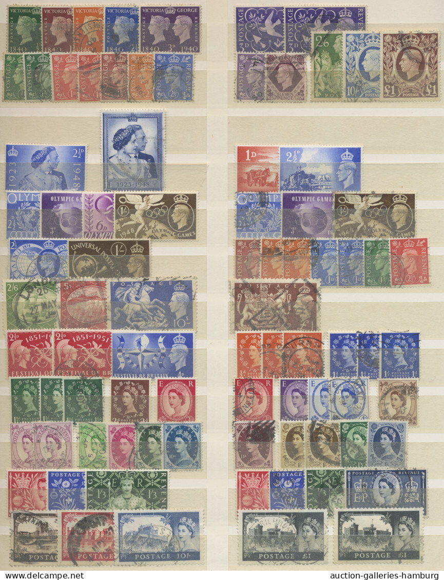 Great Britain: 1841-1997, Gestempelte Dublettenpartie In Einem Einsteckbuch Mit - Used Stamps