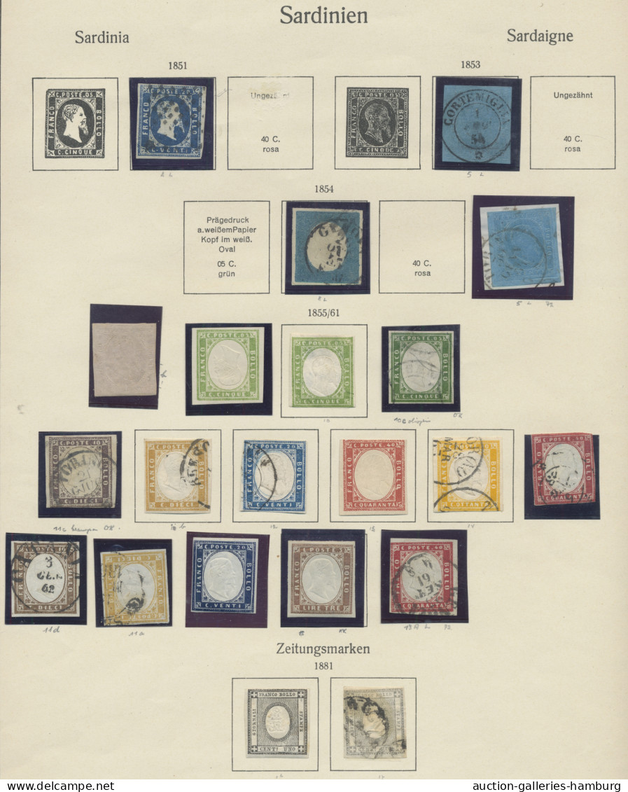 Italian States: 1851-1863, alte Sammlung, relativ schmucklos auf alten KABE-Vord