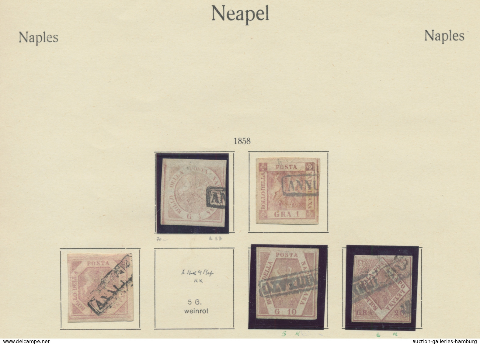 Italian States: 1851-1863, alte Sammlung, relativ schmucklos auf alten KABE-Vord
