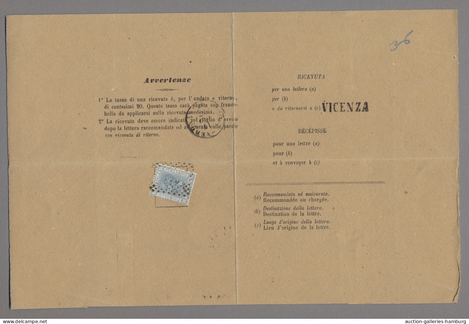 Italy: 1867-1946, Empfangsbestätigungen / Rückscheine (ricevuta Di Ritorno), Abw - Collections
