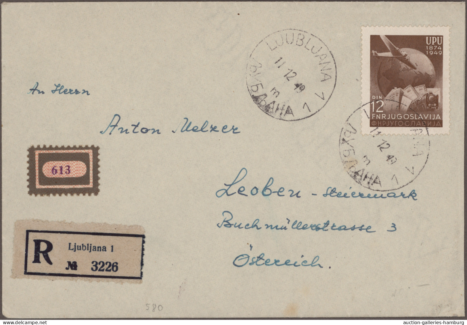 Yugoslavia: 1946/1959 12 Covers With Single Frankings Incl. 12 D UPU On Register - Lettres & Documents