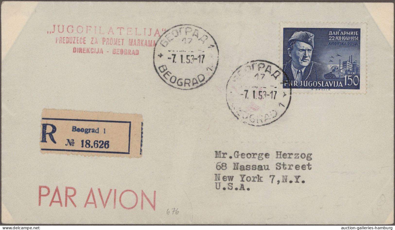 Yugoslavia: 1946/1959 12 Covers With Single Frankings Incl. 12 D UPU On Register - Covers & Documents