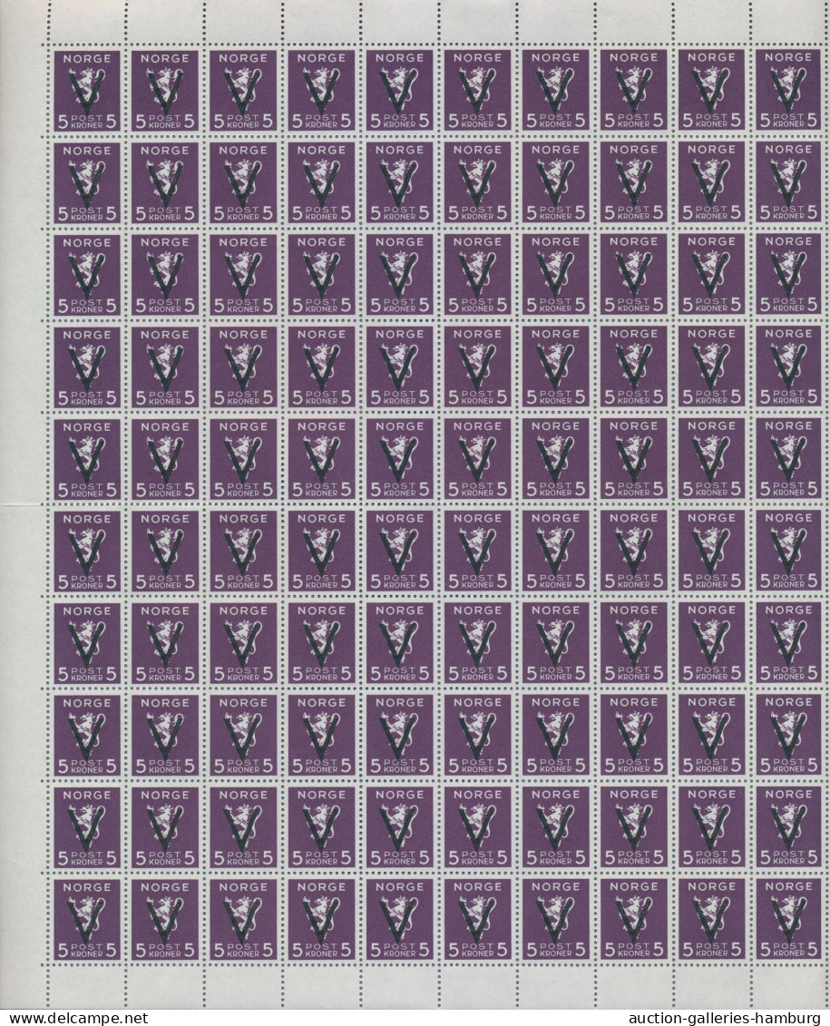 Norway: 1941, V (Victory) Issue, 50ö.-5kr. Without Watermark, Six Values In (fol - Nuevos