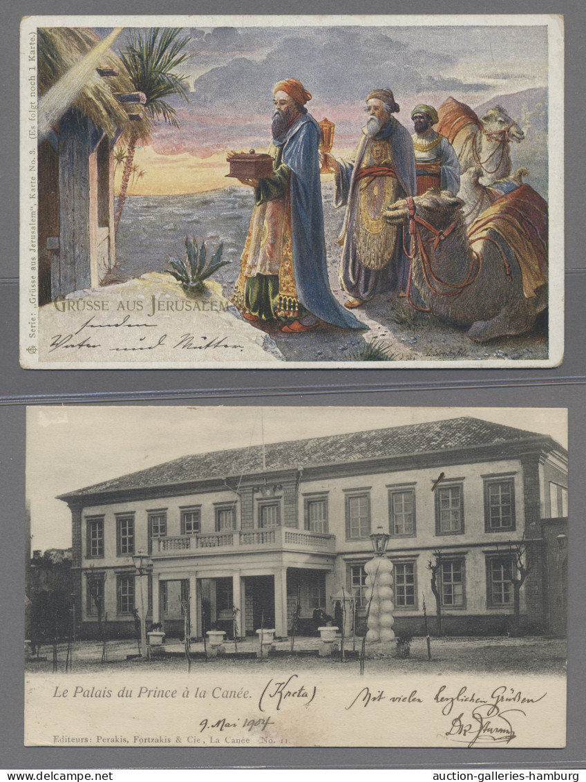 Österreichische Post in der Levante: 1861-1914, Lot von 14 Belegen der Post auf
