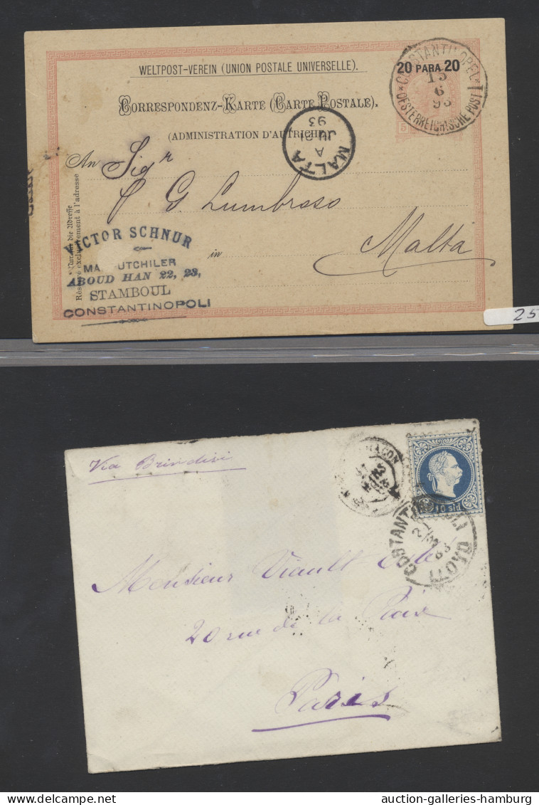 Österreichische Post In Der Levante: Ca. 1865-1913, Sammlung Von 22 Belegen Mit - Oriente Austriaco